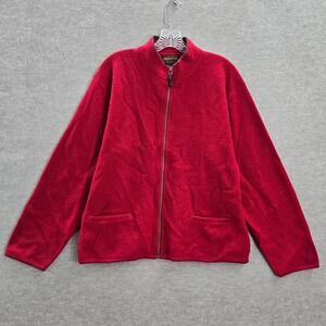 Woolrich Women‎ Jacket XL Red 100% Wool Full Zip Pockets Long Sleeve Mock Neck
